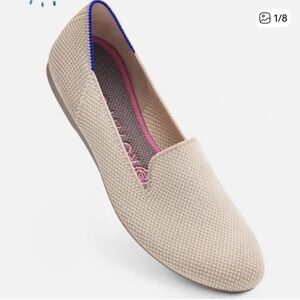 Rothy’s 9.5W THE LOAFER Linen Double Stitch Women’s Beige Flats Slip On Shoes